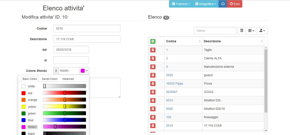  Rilevazione presenze web software JuniorWEB anagrafica attività associazione colore 